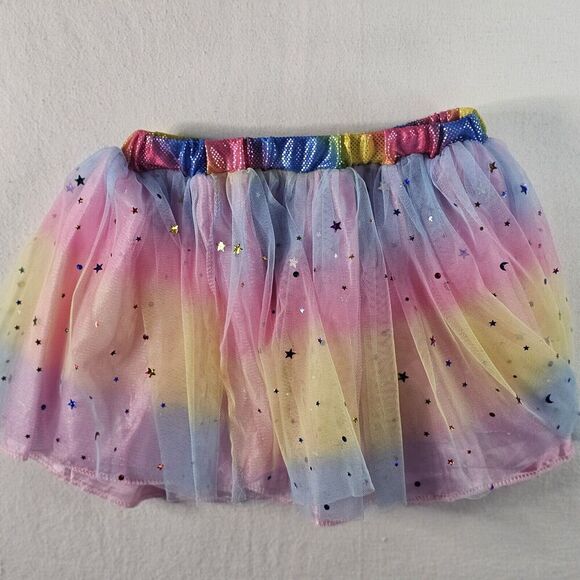 Rainbow Tulle Tutu Skirt Girl's Small Elastic Waist 9.5" All Dressed Up Costume - Picture 6 of 9